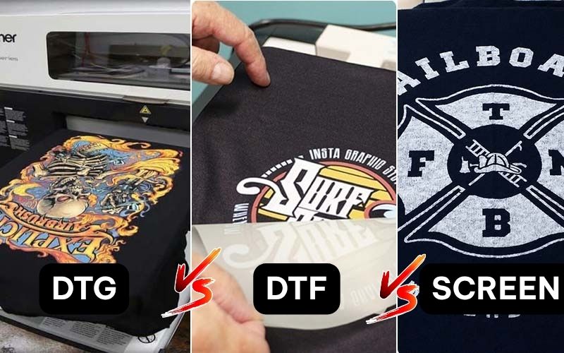 DTG vs. DTF vs. Screen Printing