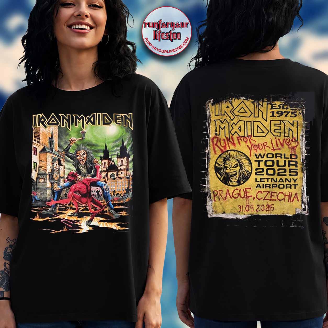 Iron Maiden Run For Your Lives 2025 Prague Venue Tee