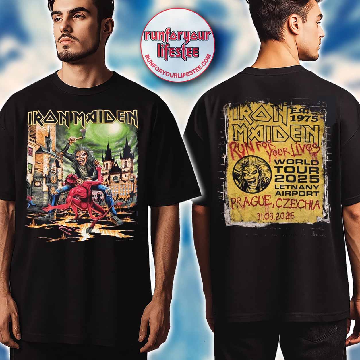 Iron Maiden Run For Your Lives 2025 Prague Venue Tee