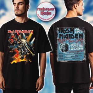 Iron Maiden Run For Your Lives 2025 United Kingdom Biker Eddie Breaks Through the Wall T-Shirt