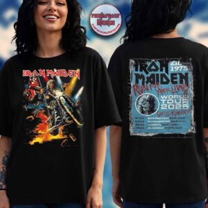 Iron Maiden Run For Your Lives 2025 United Kingdom Biker Eddie Breaks Through the Wall T-Shirt