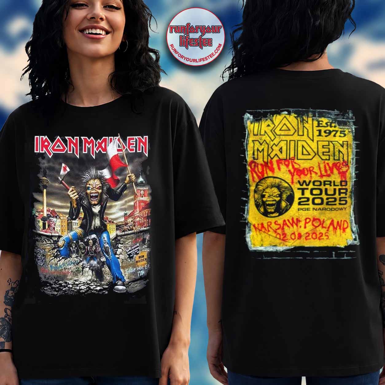 Iron Maiden Run For Your Lives 2025 Warsaw T-Shirt — PGE Narodowy, August 2, Poland