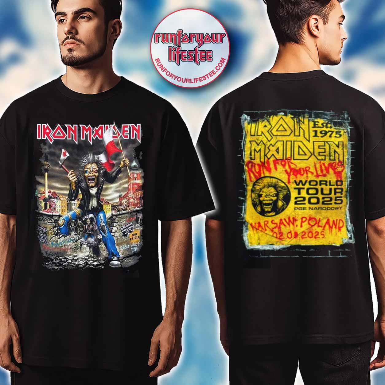 Iron Maiden Run For Your Lives 2025 Warsaw T-Shirt — PGE Narodowy, August 2, Poland
