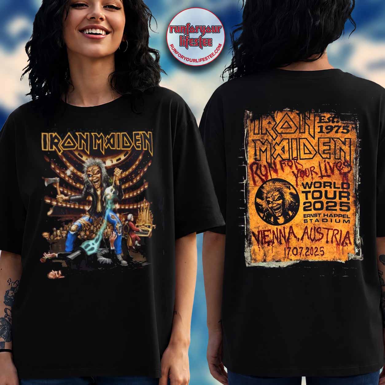 Iron Maiden Run For Your Lives 2025 Vienna Austria T-Shirt