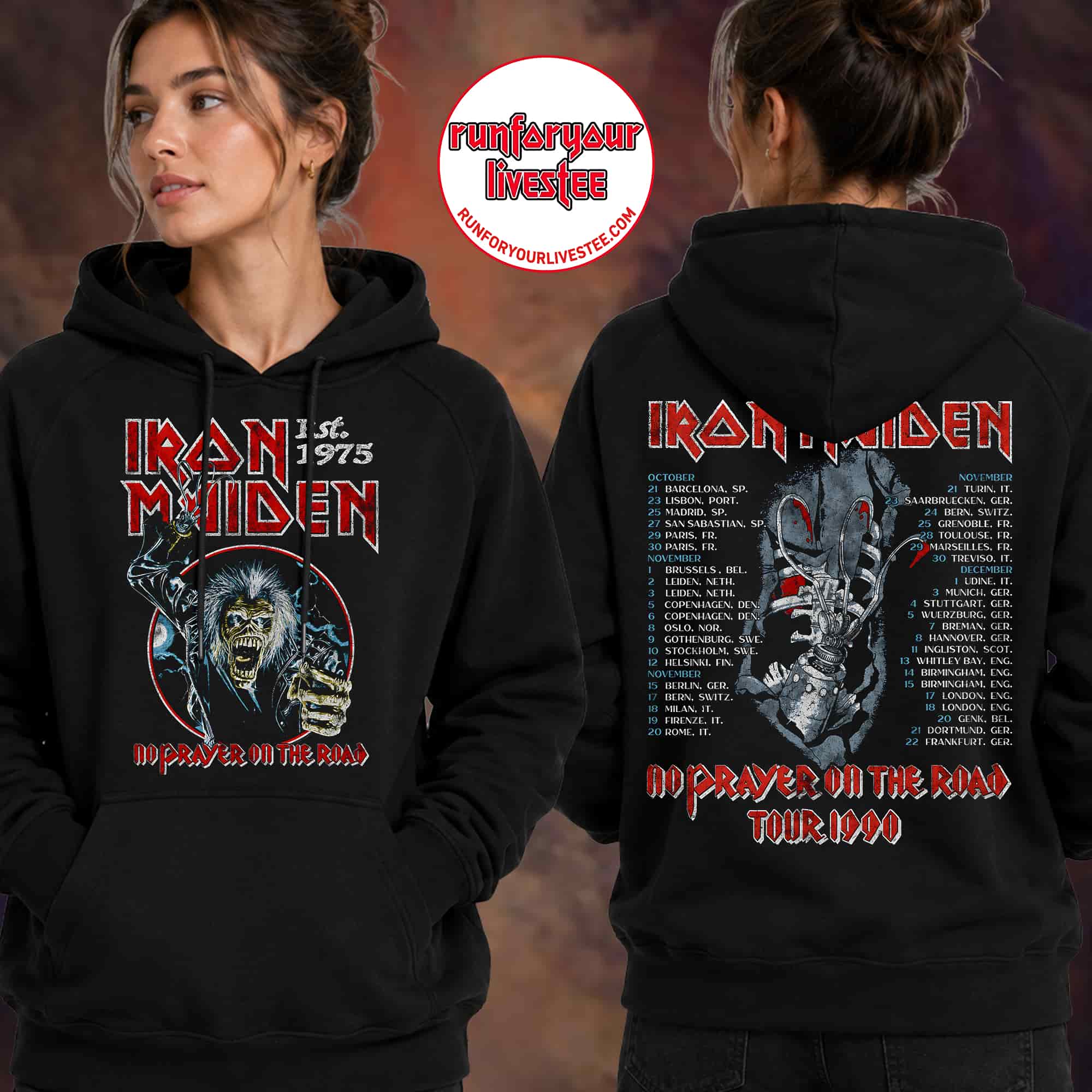 Iron Maiden 50th Anniversary No Prayer for the Road Graphic Hoodie
