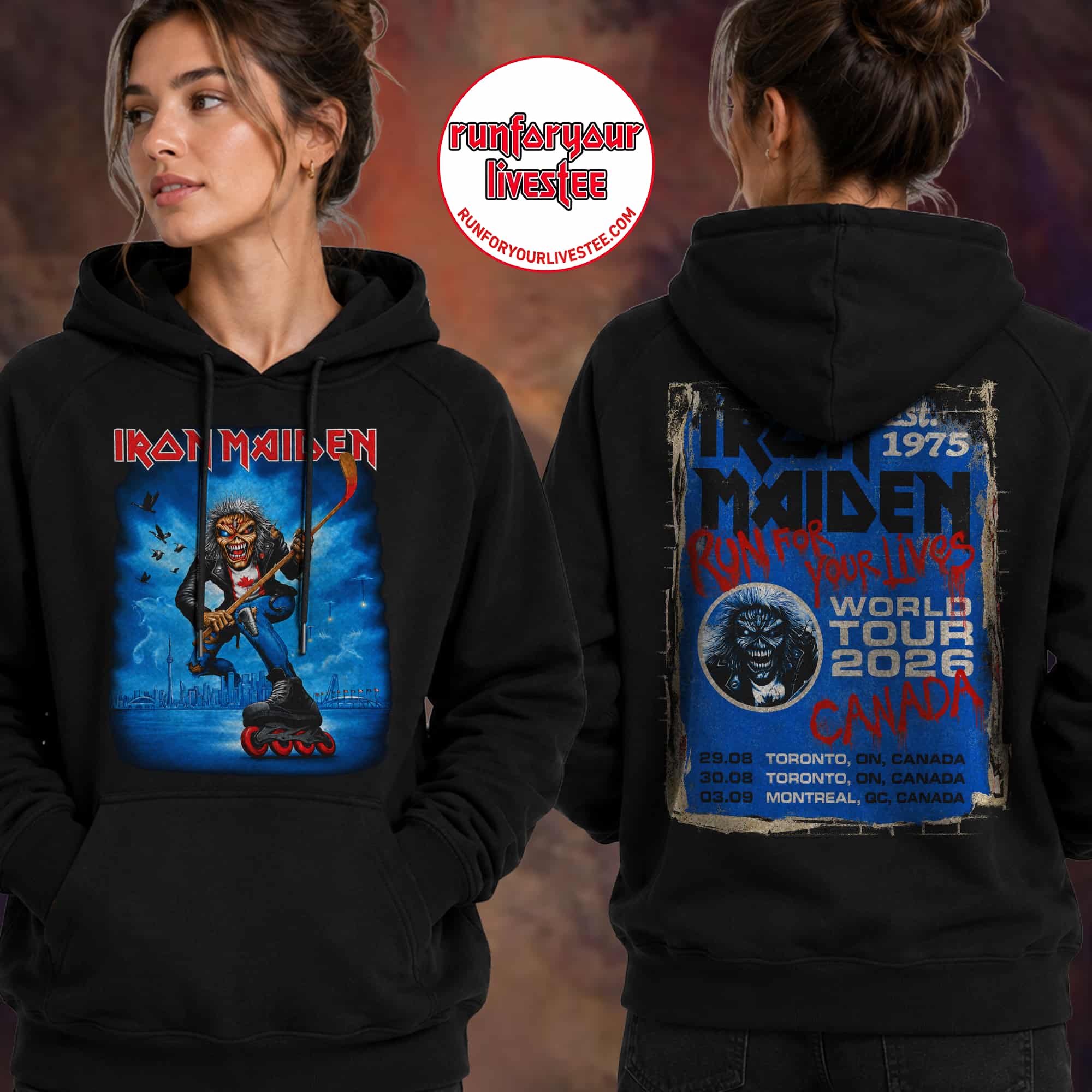 Iron Maiden Canada 2026 Tour Hockey Eddie Hoodie