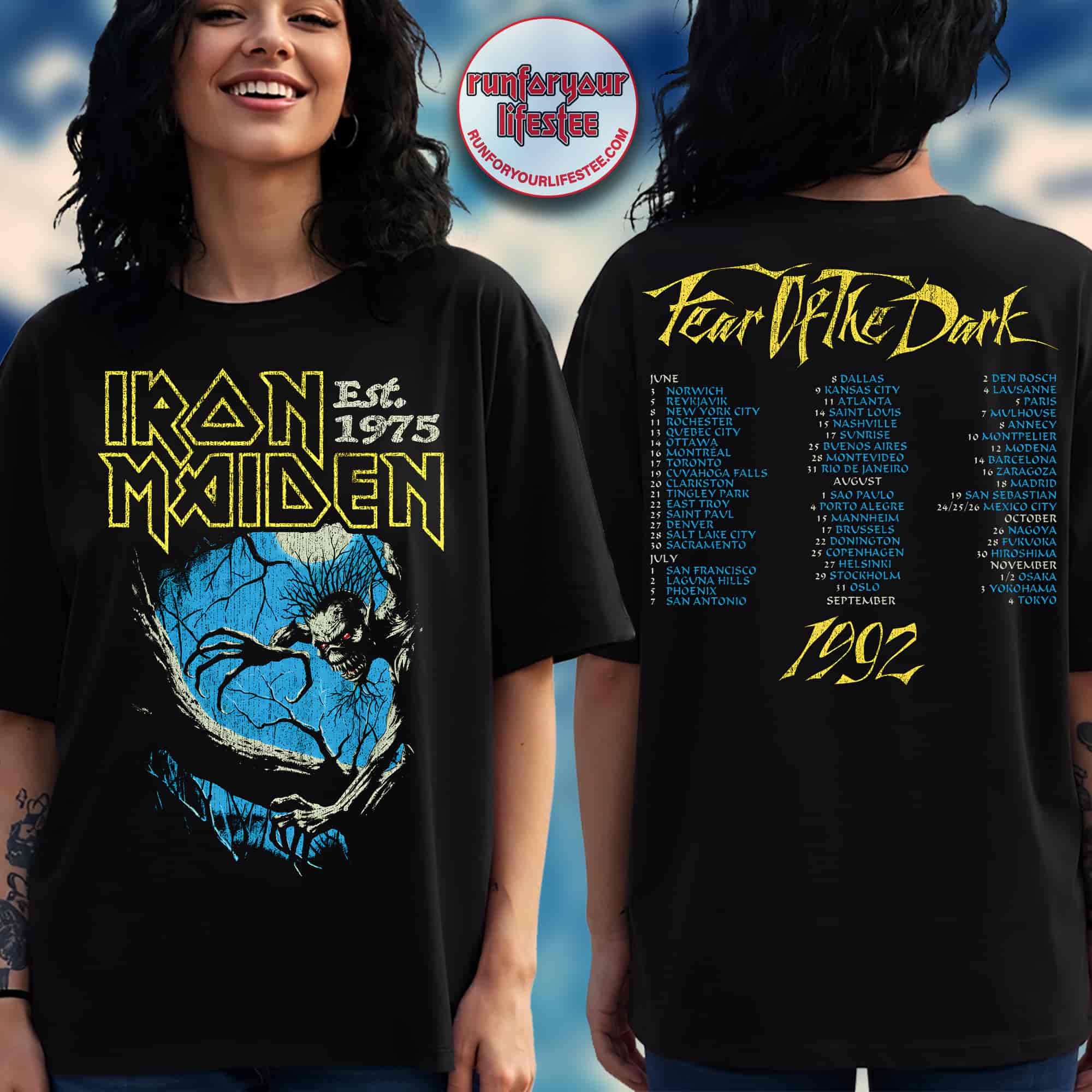Iron Maiden Fear Of The Dark Tour 1992 50th Anniversary T-Shirt