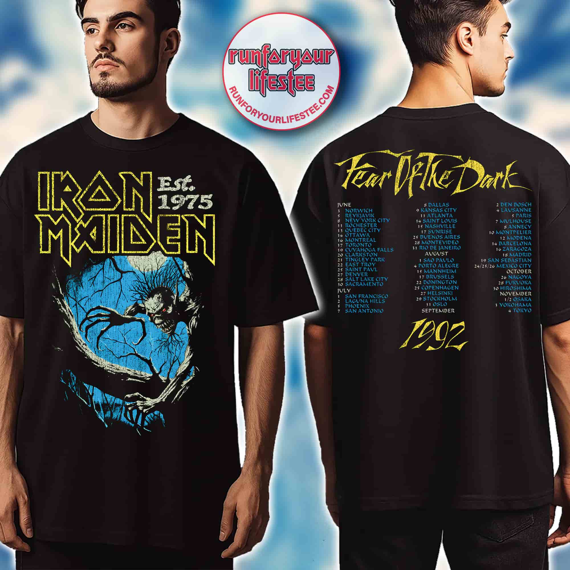 Iron Maiden Fear Of The Dark Tour 1992 50th Anniversary T-Shirt