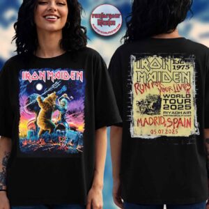 Iron Maiden Madrid Spain 2025 Eddie Vs Bear Two Sided T-Shirt