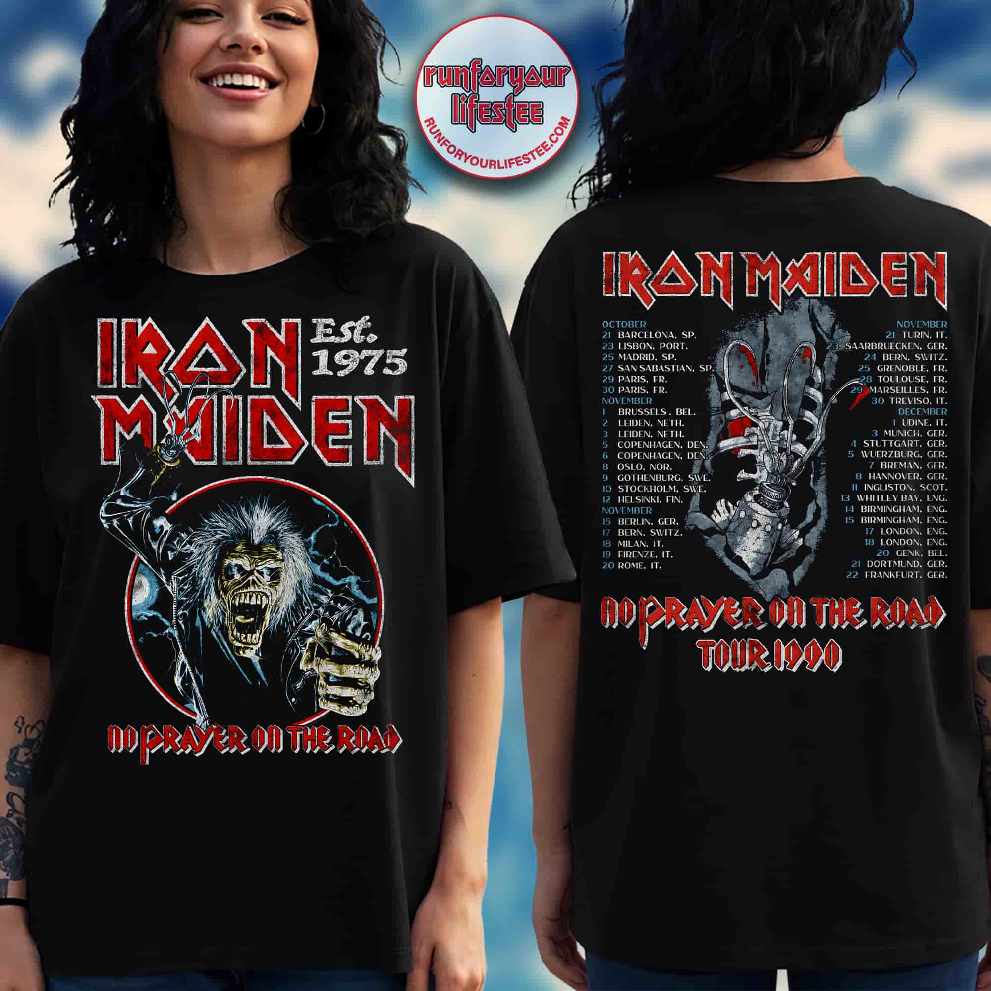 Iron Maiden No Prayer on the Road 1990 Tour T-Shirt