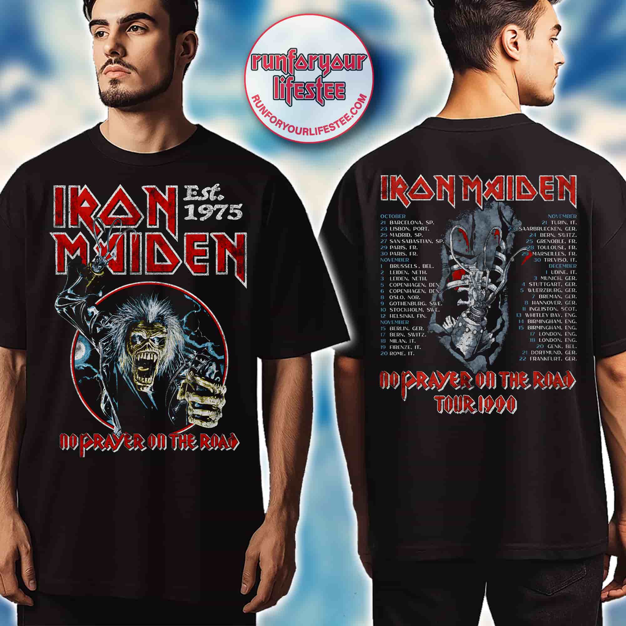 Iron Maiden No Prayer on the Road 1990 Tour T-Shirt