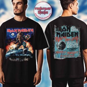 Iron Maiden Run For Your Lives 2025 Budapest Eddie With His Axe And Rubbic Two Sided T-Shirt