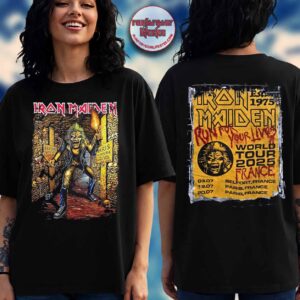 Iron Maiden Run For Your Lives 2025 Paris France Two Side T-Shirt