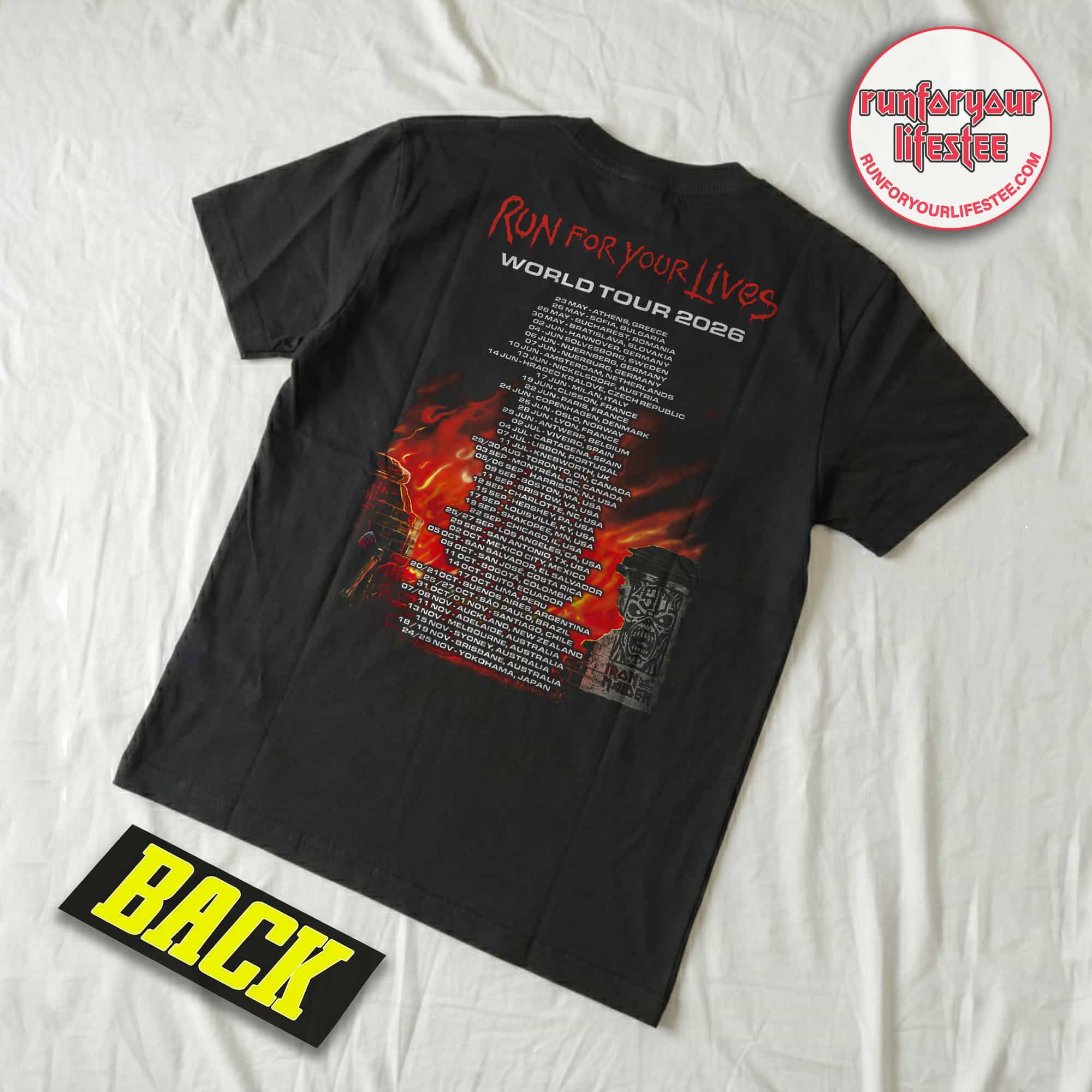 Iron Maiden Run For Your Lives 2026 Axe Eddie Tour T-Shirt