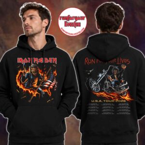 Iron Maiden Run For Your Lives USA Tour 2026 Biker Eddie Flaming Motorcycle Hoodie