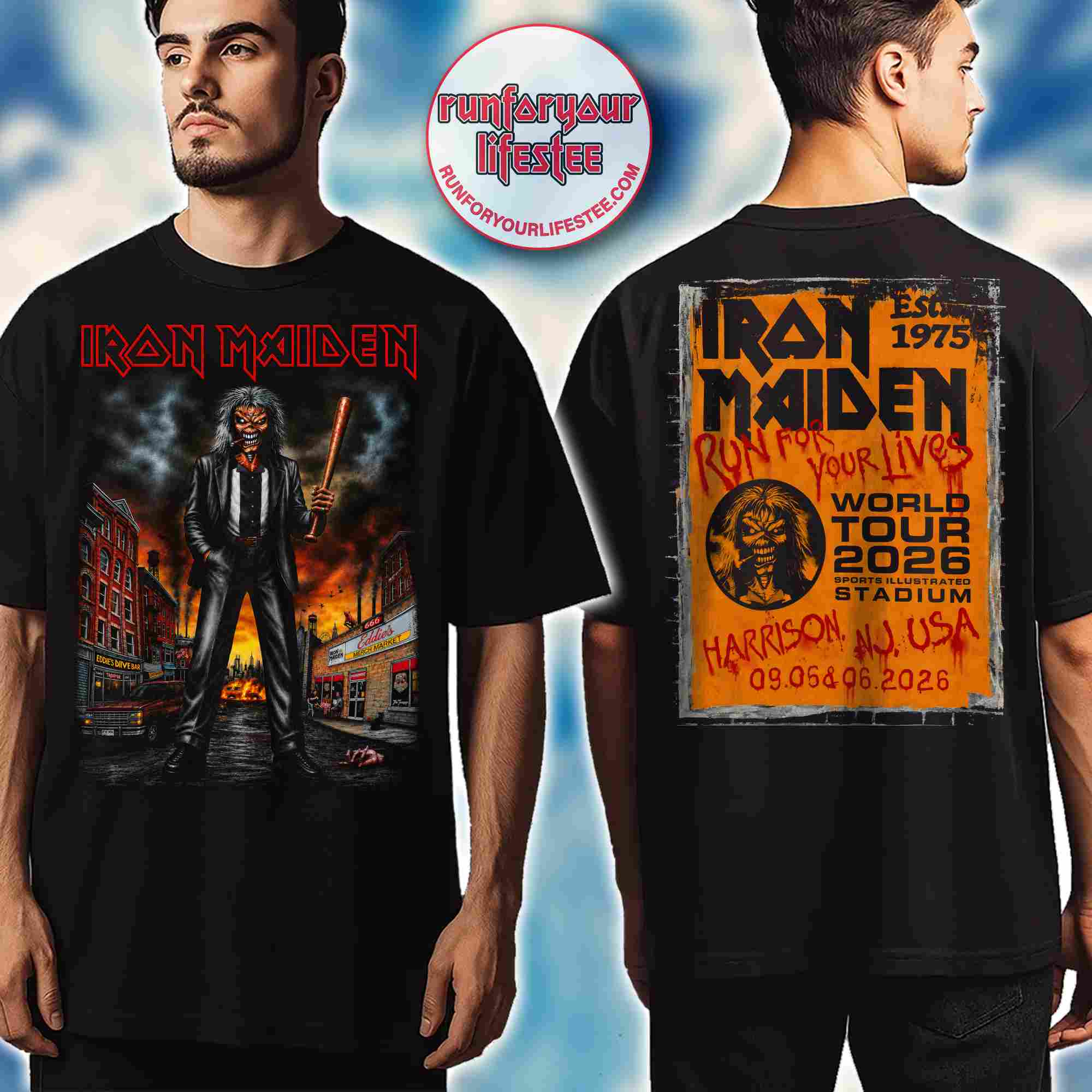 Iron Maiden Harrison NJ 2026 T-Shirt – Sports Illustrated Stadium – September 5–6 – Eddie the Gangster