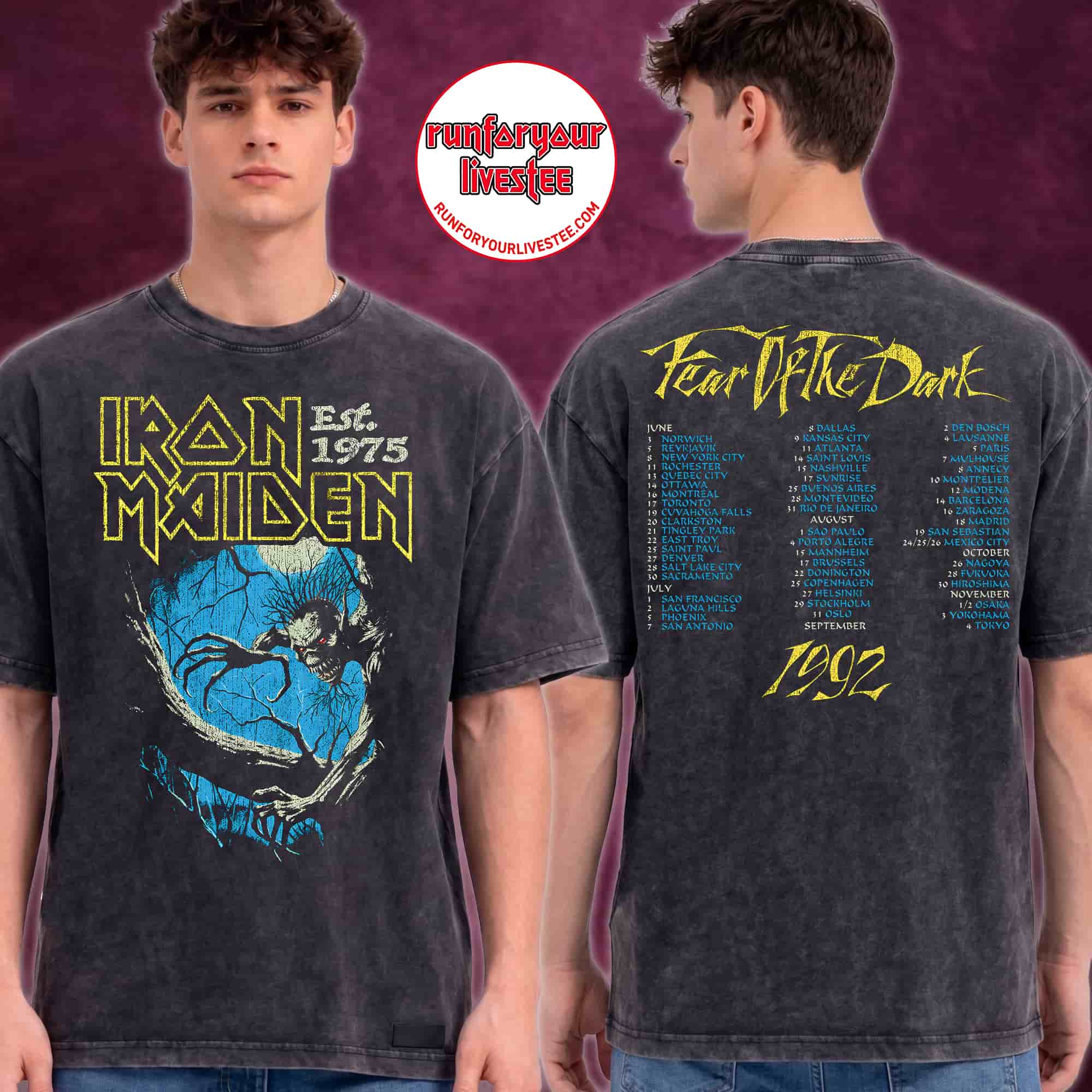 Iron Maiden IM50 Fear of The Dark Tour Washed Tee