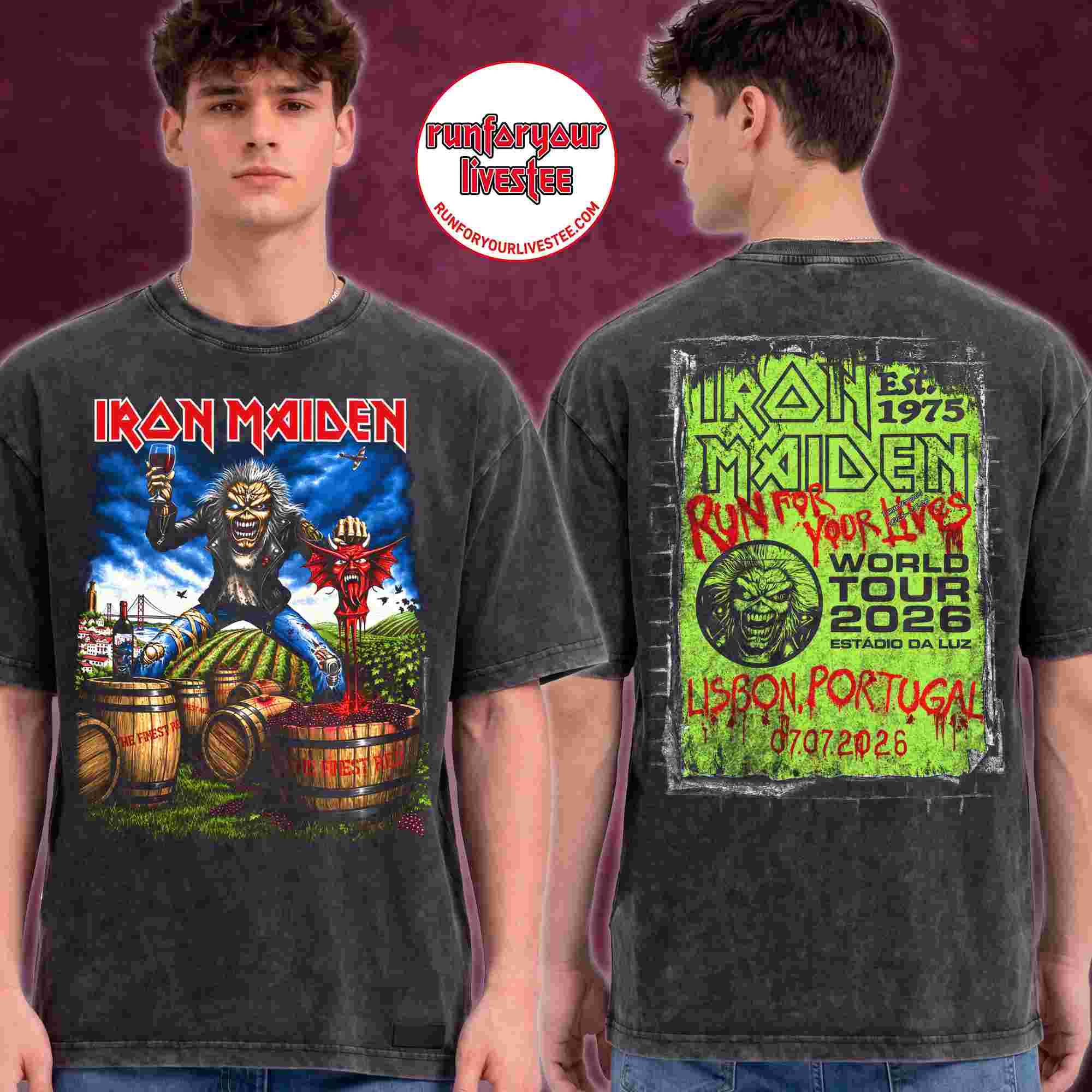 Iron Maiden Lisbon Portugal 2026 Eddie The Winemaker T-Shirt