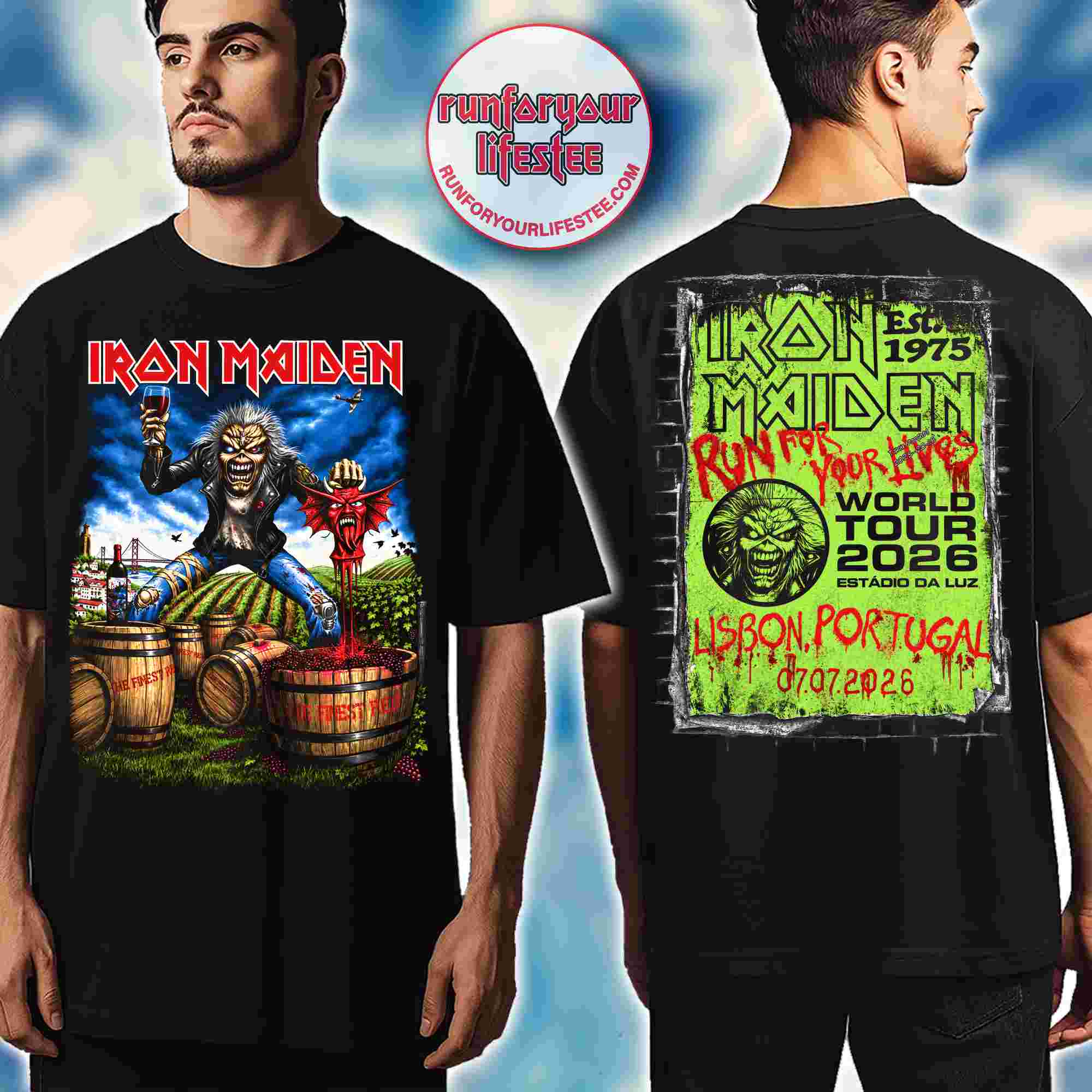Iron Maiden Lisbon Portugal On 7 July 2026 Eddie The Winemaker T-Shirt