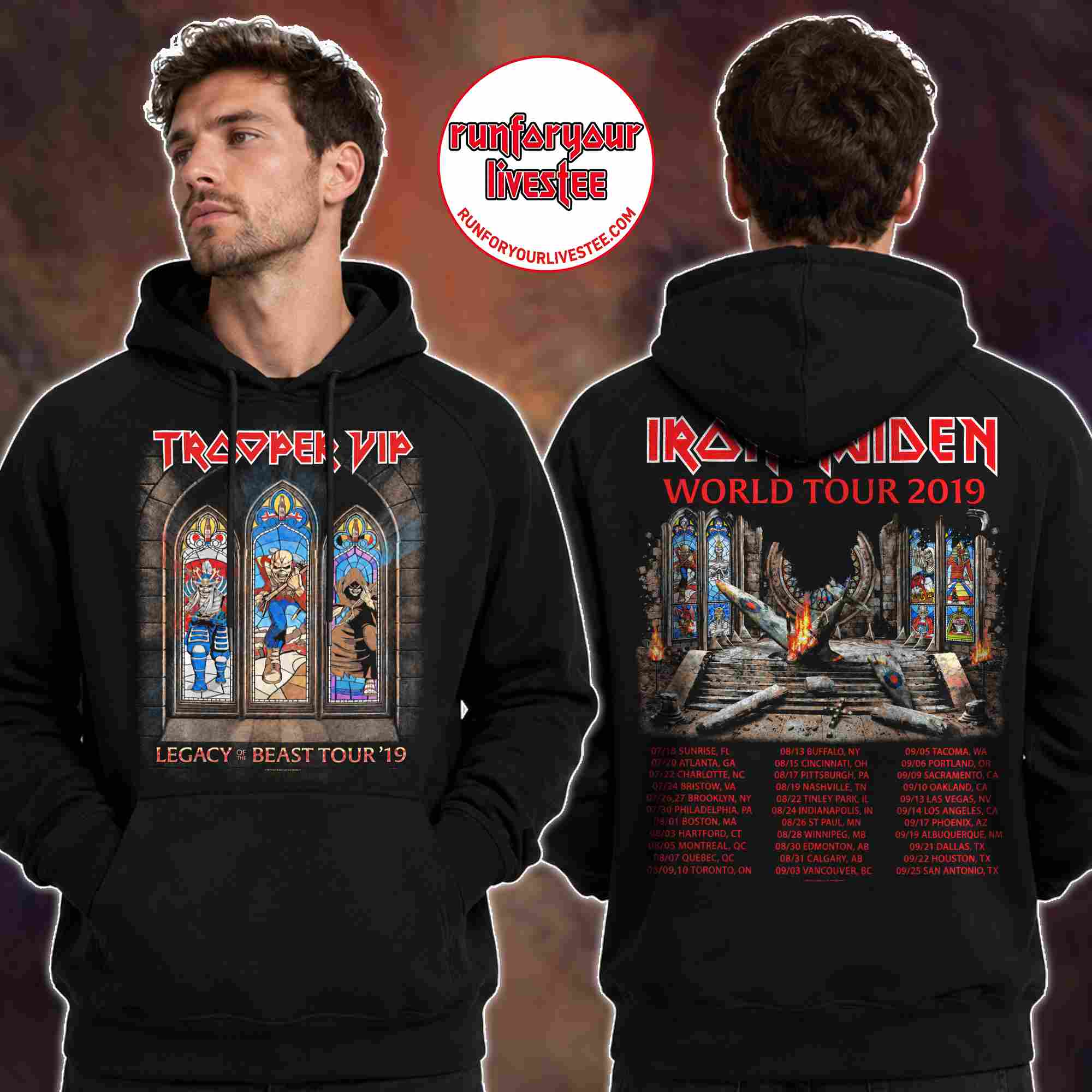 Iron Maiden Trooper VIP 2019 Tour Hoodie
