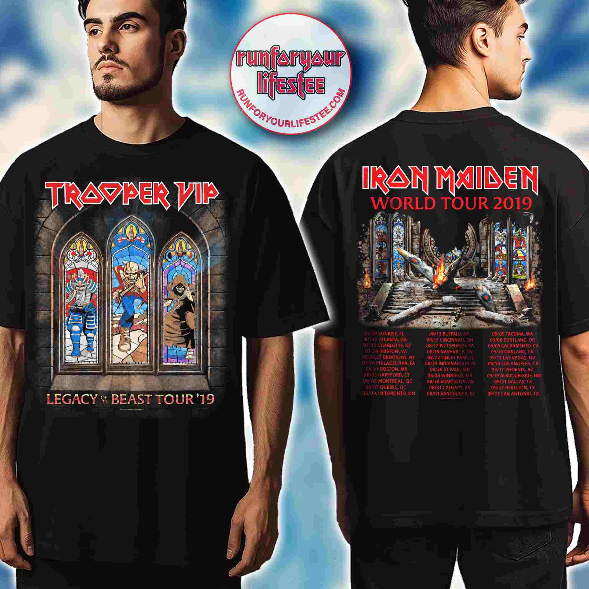Iron Maiden Trooper VIP 2019 Tour Two Sided T-Shirt