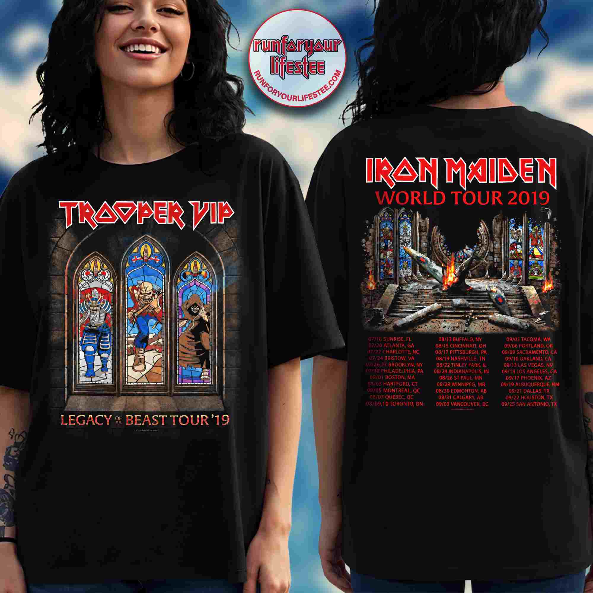 Iron Maiden Trooper VIP 2019 Tour Two Sided T-Shirt